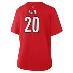 Sebastian Aho Carolina Hurricanes Fanatics Women's Authentic Stack Name & Number T-Shirt - Red | US 202477684