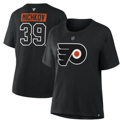 Matvei Michkov Philadelphia Flyers Fanatics Women's Authentic Stack Name & Number T-Shirt - Black | US 202477705