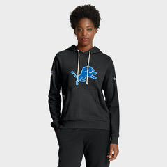 Detroit Lions Women's Throwback Sideline Standard Issue Dri-FIT Hoodie - Black Hoodies