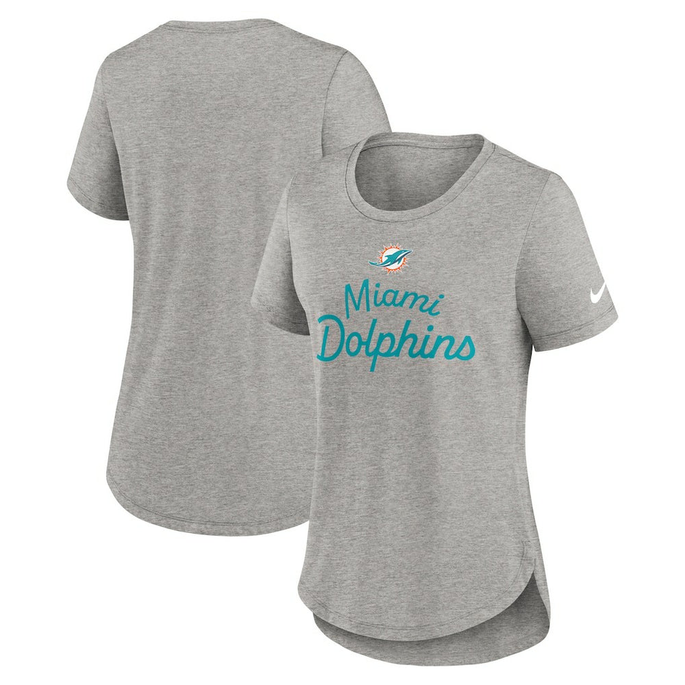 Miami Dolphins Women's Script Tri-Blend T-Shirt - Gray T-shirts