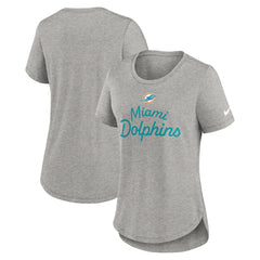 Miami Dolphins Women's Script Tri-Blend T-Shirt - Gray T-shirts