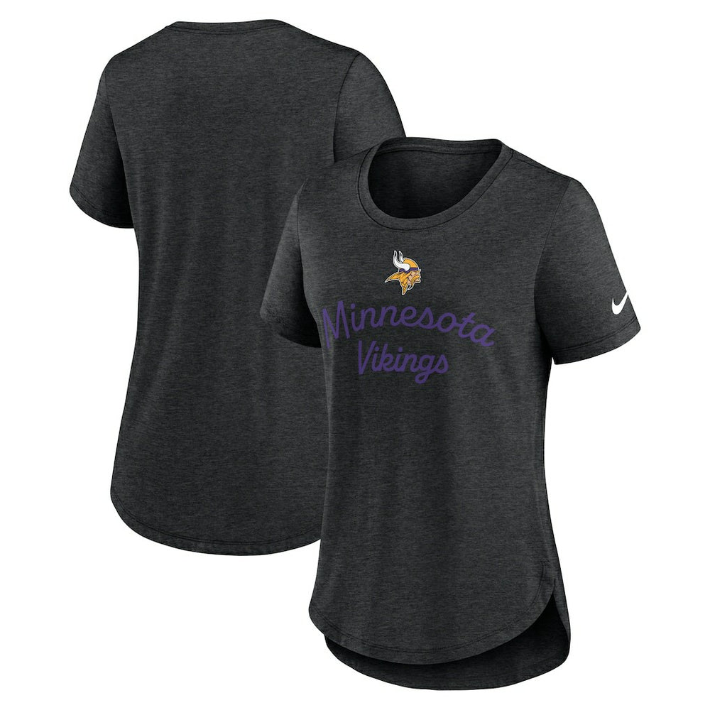 Minnesota Vikings Women's Script Tri-Blend T-Shirt - Black T-shirts
