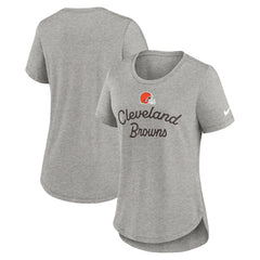 Cleveland Browns Women's Script Tri-Blend T-Shirt - Gray T-shirts