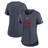 Houston Texans Women's Script Tri-Blend T-Shirt - Navy T-shirts