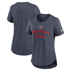 Houston Texans Women's Script Tri-Blend T-Shirt - Navy T-shirts