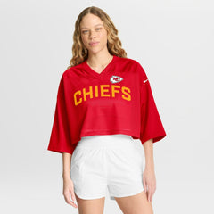 Kansas City Chiefs Women's Primetime Cropped Mesh Dri-FIT Fashion Jersey - Red Jerseys