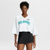 Miami Dolphins Women's Primetime Cropped Mesh Dri-FIT Fashion Jersey - White Jerseys