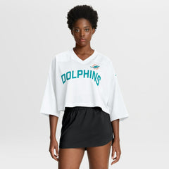 Miami Dolphins Women's Primetime Cropped Mesh Dri-FIT Fashion Jersey - White Jerseys