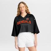 Cincinnati Bengals Women's Primetime Cropped Mesh Dri-FIT Fashion Jersey - Black Jerseys