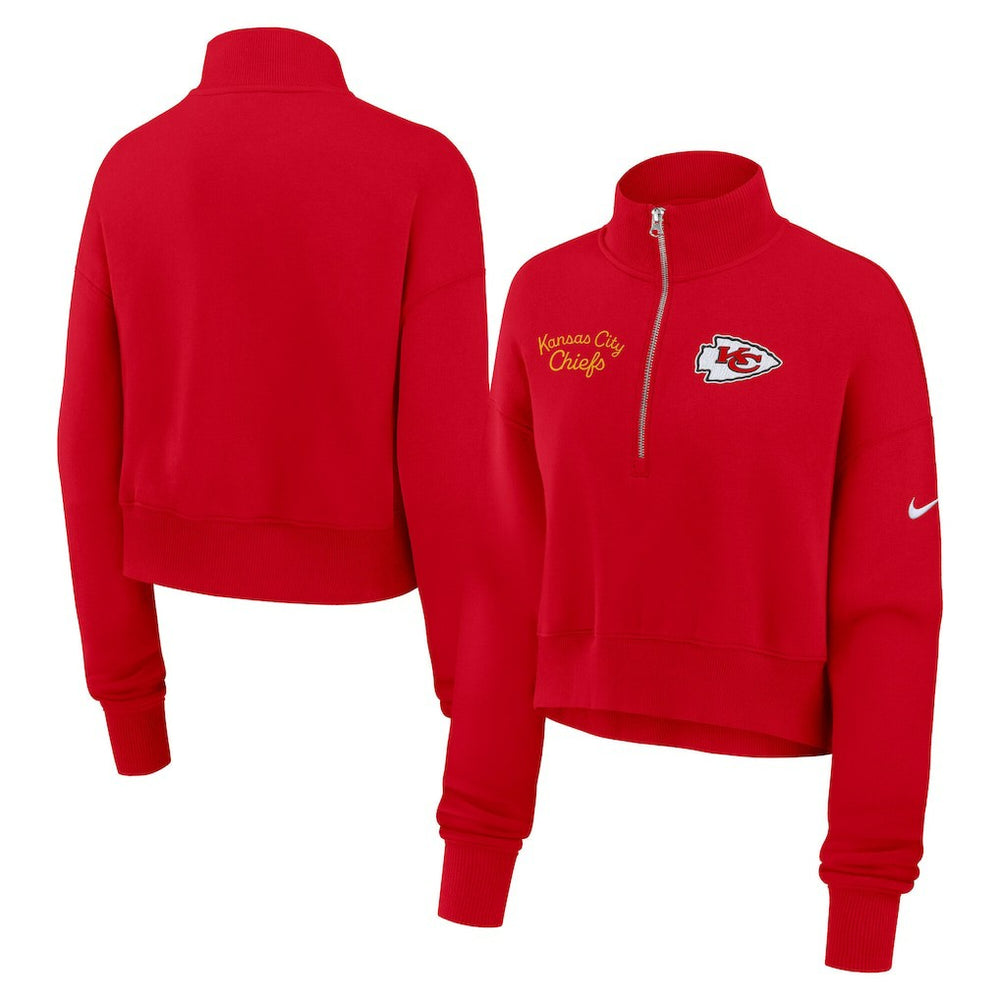 Kansas City Chiefs Women's Primetime Phoenix Half-Zip Sweatshirt - Red Sweatshirts