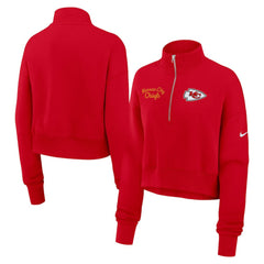 Kansas City Chiefs Women's Primetime Phoenix Half-Zip Sweatshirt - Red Sweatshirts