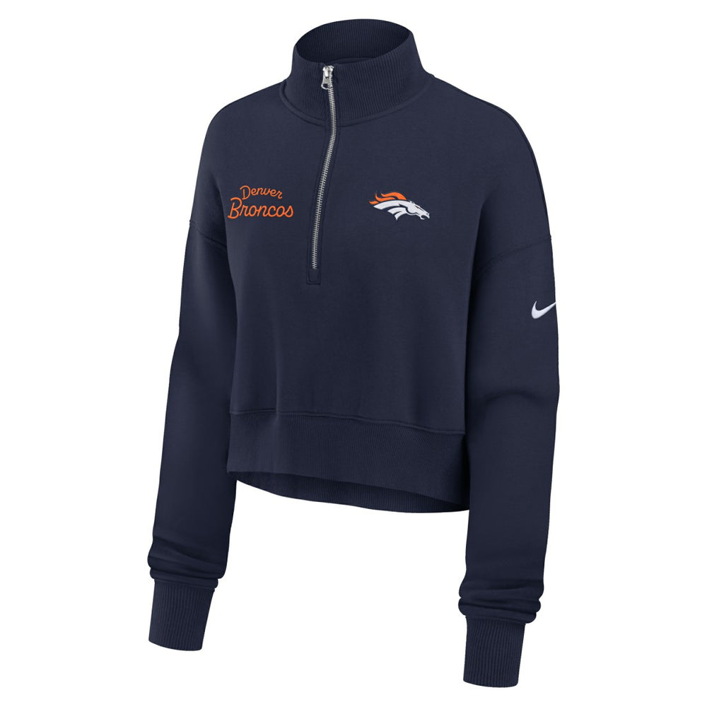 Denver Broncos Women's Primetime Phoenix Half-Zip Sweatshirt - Navy Sweatshirts