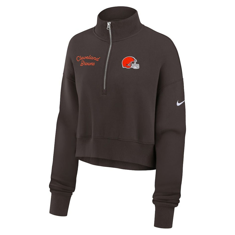 Cleveland Browns Women's Primetime Phoenix Half-Zip Sweatshirt - Brown Sweatshirts