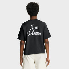 New Orleans Saints Women's Rewind Pocket Boxy T-Shirt - Black T-shirts