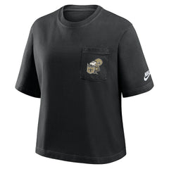New Orleans Saints Women's Rewind Pocket Boxy T-Shirt - Black T-shirts