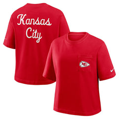 Kansas City Chiefs Women's Rewind Pocket Boxy T-Shirt - Red T-shirts