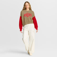 San Francisco 49ers Women's Oversized Rewind Pullover Sweatshirt - Tan Pullover