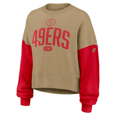 San Francisco 49ers Women's Oversized Rewind Pullover Sweatshirt - Tan Pullover