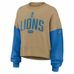 Detroit Lions Women's Oversized Rewind Pullover Sweatshirt - Tan Pullover