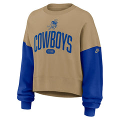 Dallas Cowboys Women's Oversized Rewind Pullover Sweatshirt - Tan Pullover