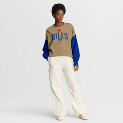 Buffalo Bills Women's Oversized Rewind Pullover Sweatshirt - Tan Pullover