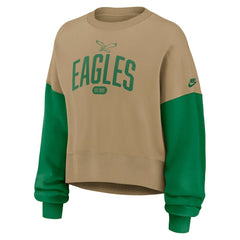 Philadelphia Eagles Women's Oversized Rewind Pullover Sweatshirt - Tan Pullover