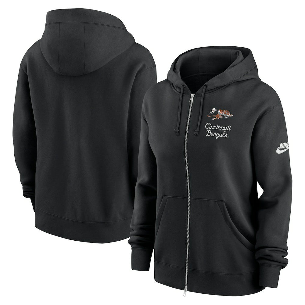 Cincinnati Bengals Women's Phoenix Rewind Full-Zip Hoodie - Black Hoodies