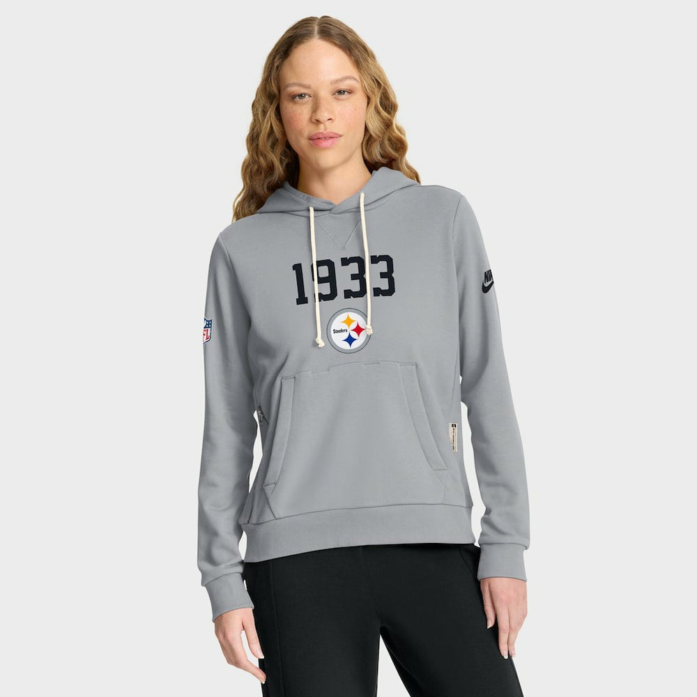 Pittsburgh Steelers Women's 1933 Sideline Standard Issue Dri-FIT Hoodie - Gray Hoodies