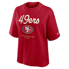 San Francisco 49ers Women's Essential Script Relaxed Boxy T-Shirt - Scarlet T-shirts