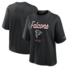 Atlanta Falcons Women's Essential Script Relaxed Boxy T-Shirt - Black T-shirts