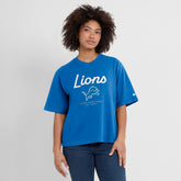 Detroit Lions Women's Essential Script Relaxed Boxy T-Shirt - Blue T-shirts