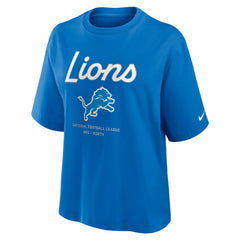 Detroit Lions Women's Essential Script Relaxed Boxy T-Shirt - Blue T-shirts
