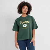 Green Bay Packers Women's Essential Script Relaxed Boxy T-Shirt - Green T-shirts