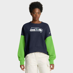 Seattle Seahawks Women's Oversized Color-Block Pullover Sweatshirt - College Navy Pullover