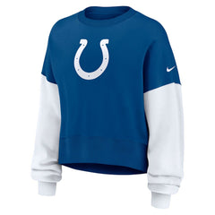 Indianapolis Colts Women's Oversized Color-Block Pullover Sweatshirt - Royal Pullover