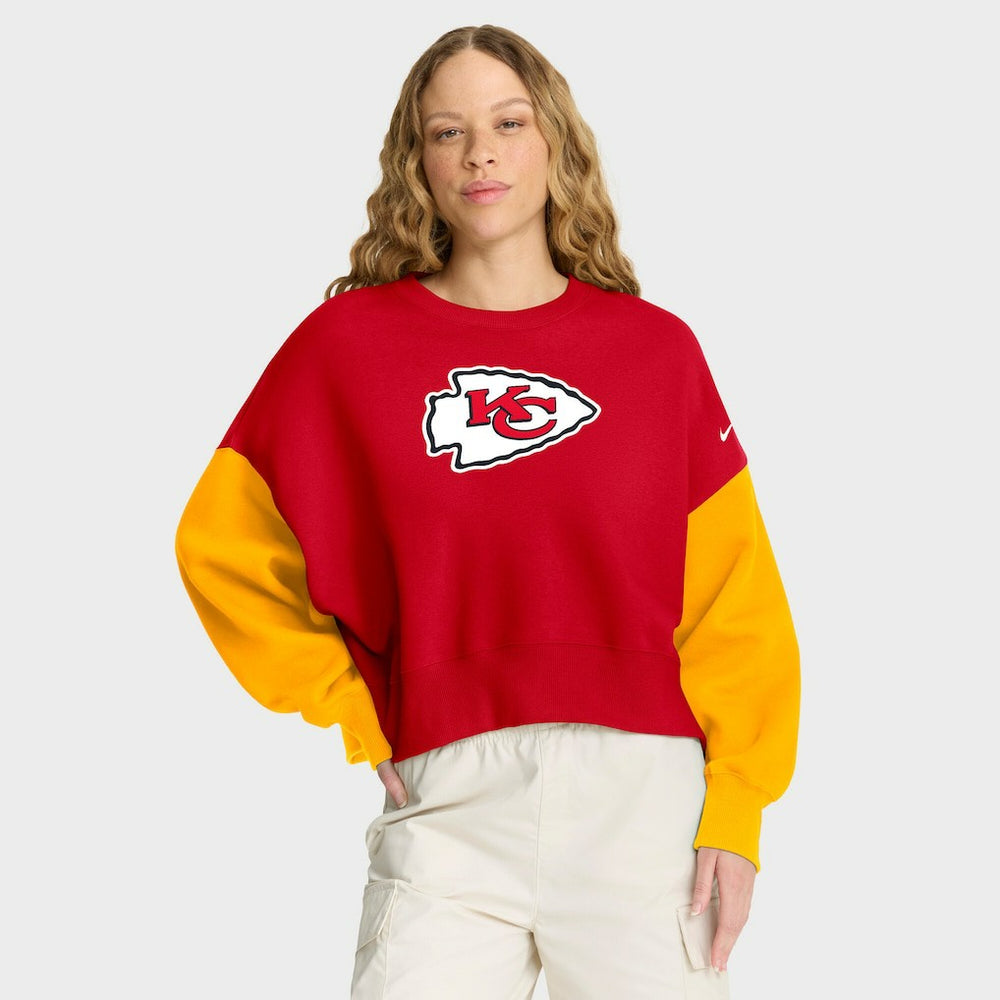 Kansas City Chiefs Women's Oversized Color-Block Pullover Sweatshirt - Red Pullover
