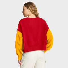 Kansas City Chiefs Women's Oversized Color-Block Pullover Sweatshirt - Red Pullover