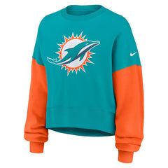 Miami Dolphins Women's Oversized Color-Block Pullover Sweatshirt - Aqua Pullover