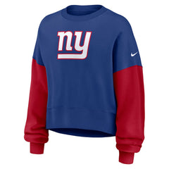 New York Giants Women's Oversized Color-Block Pullover Sweatshirt - Royal Pullover
