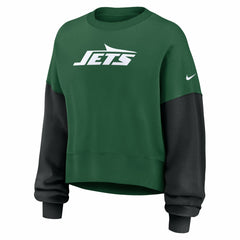 New York Jets Women's Oversized Color-Block Pullover Sweatshirt - Green Pullover