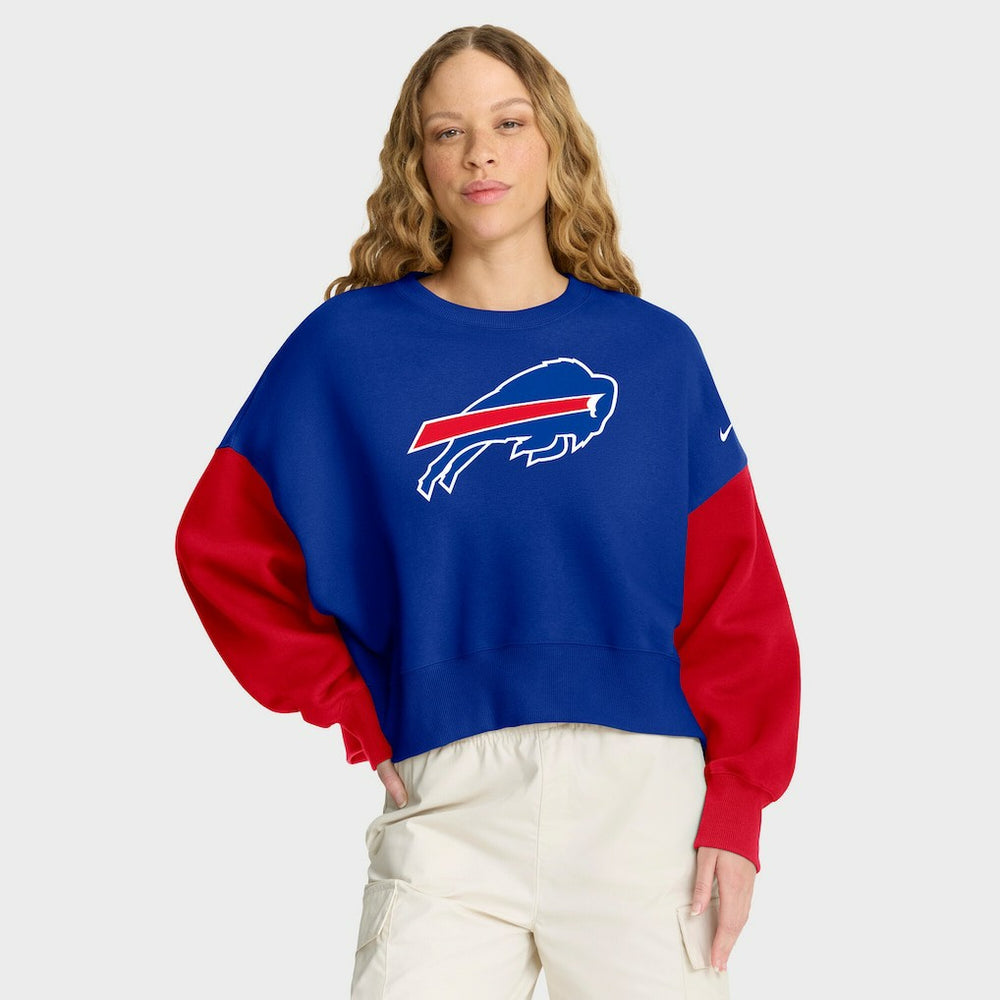 Buffalo Bills Women's Oversized Color-Block Pullover Sweatshirt - Royal Pullover