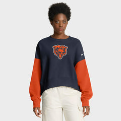 Chicago Bears Women's Oversized Color-Block Pullover Sweatshirt - Navy Pullover