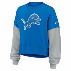 Detroit Lions Women's Oversized Color-Block Pullover Sweatshirt - Blue Pullover