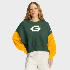 Green Bay Packers Women's Oversized Color-Block Pullover Sweatshirt - Green Pullover