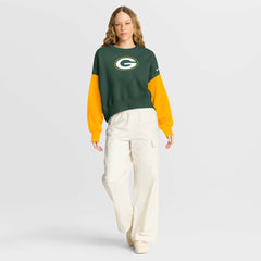 Green Bay Packers Women's Oversized Color-Block Pullover Sweatshirt - Green Pullover