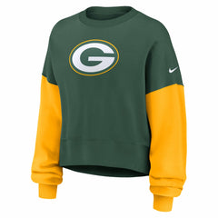 Green Bay Packers Women's Oversized Color-Block Pullover Sweatshirt - Green Pullover