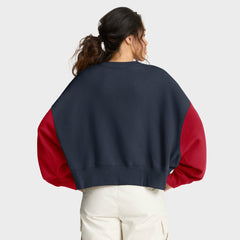 Houston Texans Women's Oversized Color-Block Pullover Sweatshirt - Navy Pullover