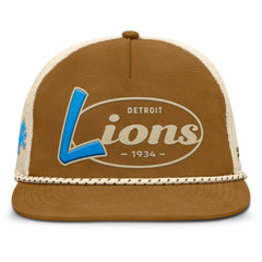 Detroit Lions Iso Rope Trucker Adjustable Hat - Brown Hats
