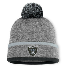 Las Vegas Raiders Motion Cuffed Knit Hat with Pom - Heather Gray Hats