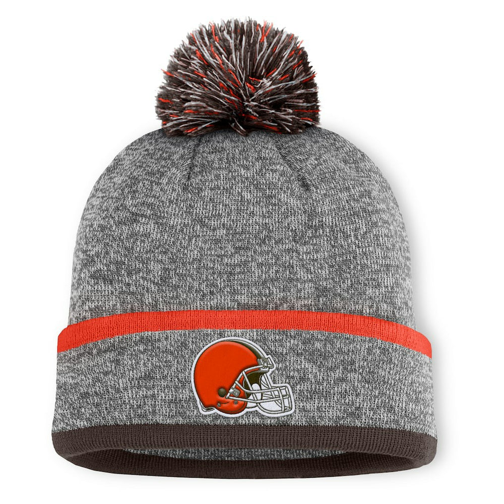Cleveland Browns Motion Cuffed Knit Hat with Pom - Heather Gray Hats